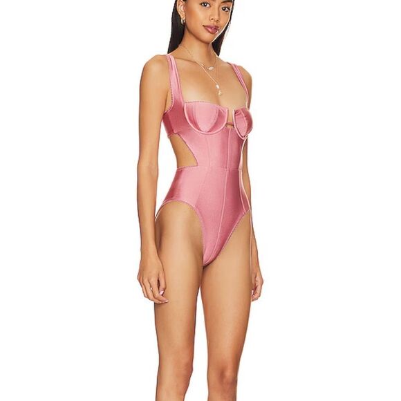 Tularosa Aura One Piece Swimsuit Dusk Rose pink Revolve Bathing Swimwear Sz L - Picture 3 of 13
